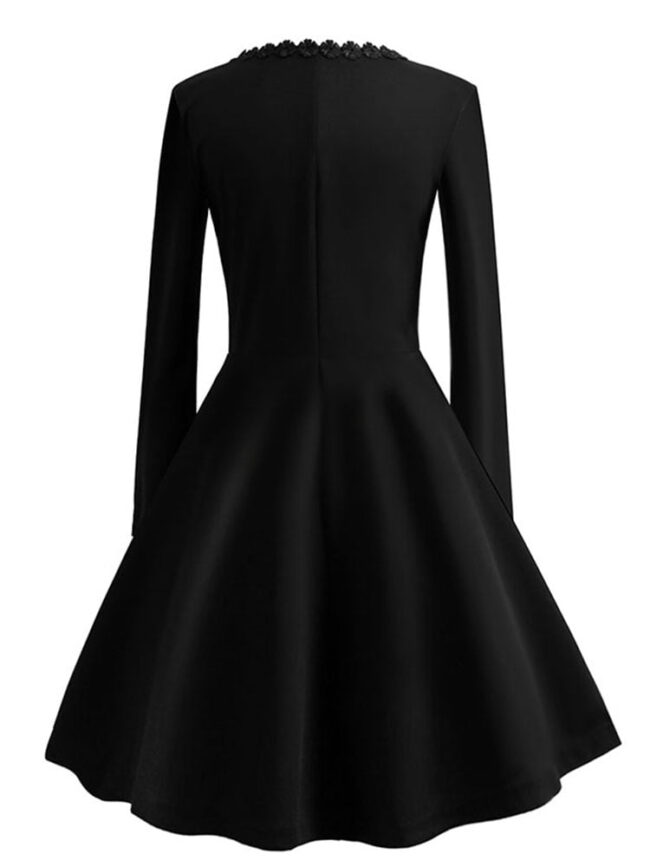 Goth Harajuku Dress | Embroidery Vintage Black Elegant Bodycon Party Dresses | Long Sleeve Casual Vestidos 5