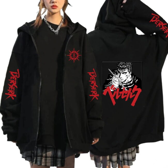 Berserk Anime Hoodie | Guts Eyes Manga Hoodies | Harajuku Long Sleeves Sweatshirt | Hip Hop Boy Girl Clothes Outerwear Coat 5