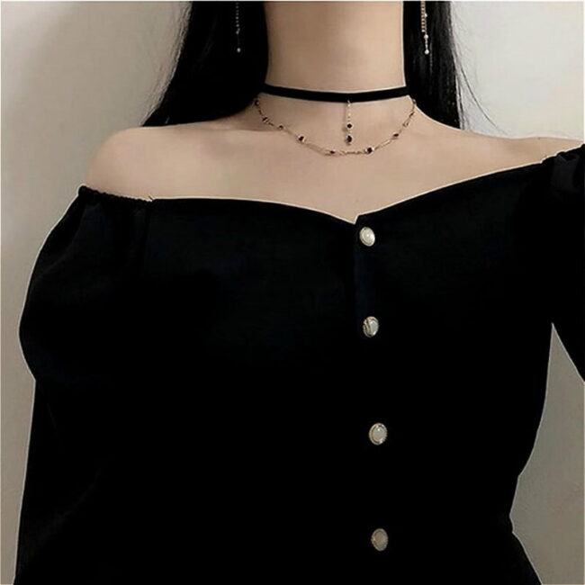 Goth Dress | Vintage Solid Daily Empire | Elegant Gothic Black Fashion | Long Sleeve Harajuku Streetwear 6