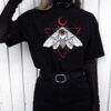Gothic Rose Moth Moon Tshirt | O-neck Short-sleeved | Print Pattern Vintage Punk Clothes | Dark Mujer Top 1