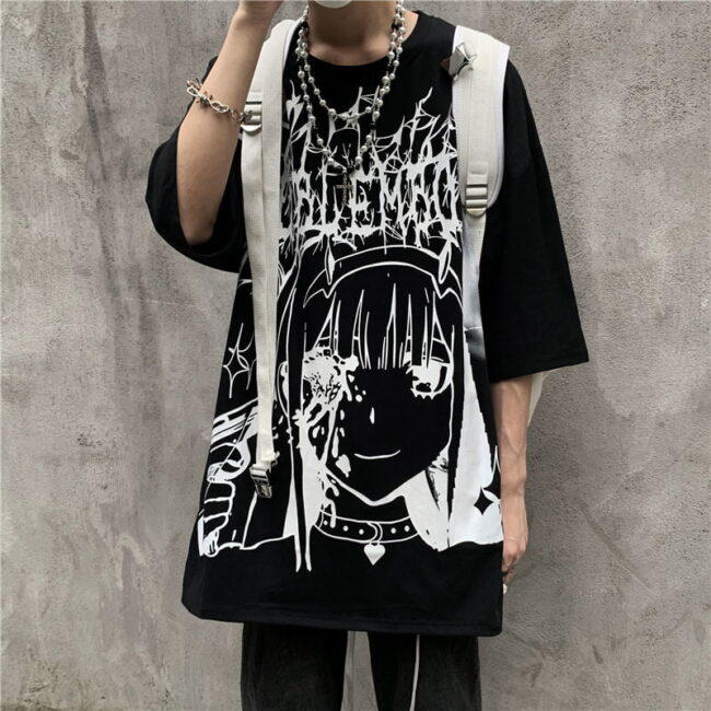 Gothic Dark Anime T-shirt | Streetwear Manga Vintage Harajuku Gothic Goth Tee Shirt Top 3