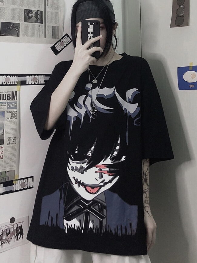 Women T-Shirts Tokyo Ghoul Print | Harajuku Tops E Girl Graphic Tees y2k Short Sleeve 2