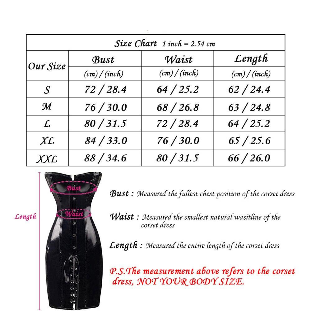 Lace Up Faux Leather Corset Dress Wetlook PVC Steampunk Gothic Strapless Bustier Dress Vintage Club Halloween Party Corselet